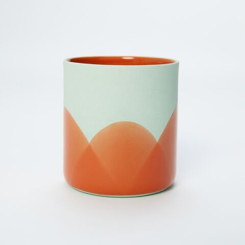 Mandarin - Large -  Mint Inside Orange Semi Orange Wave